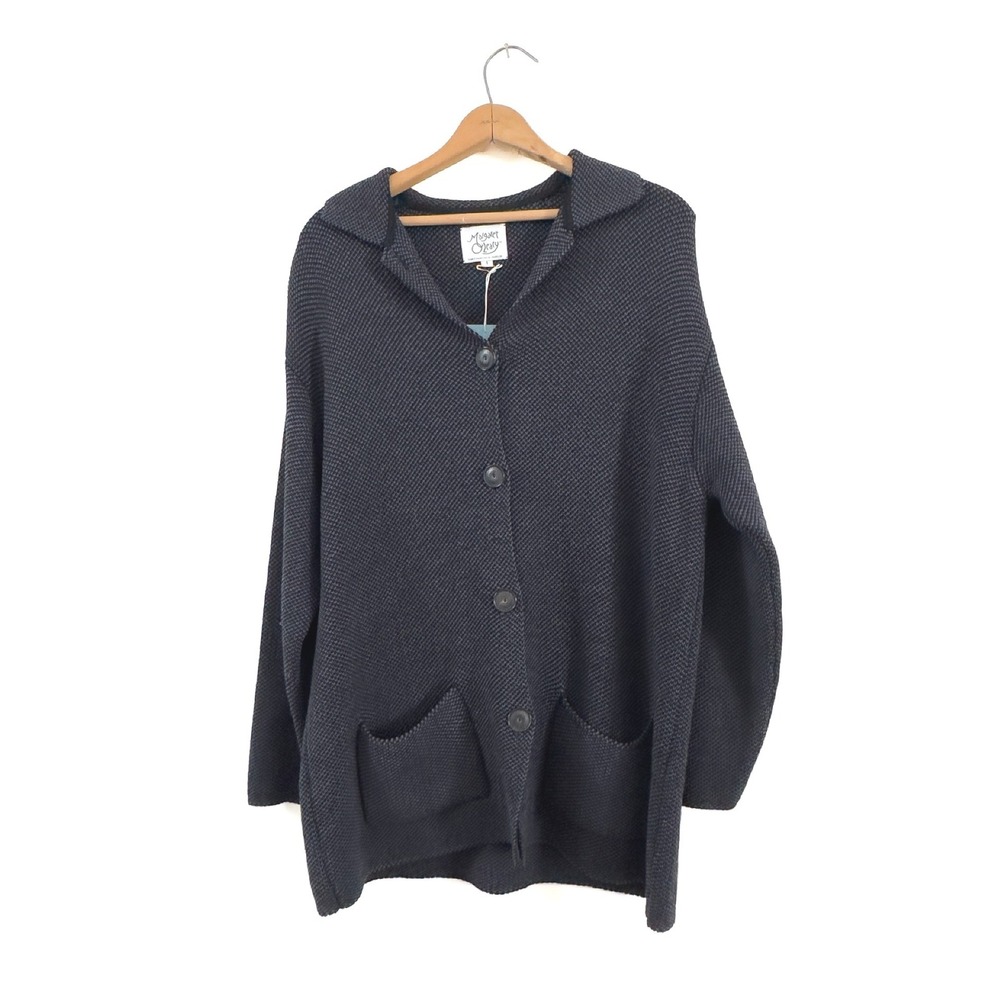90s/00s Margaret O'Leary Cardigan Navy Blue Merino Wool Size 1